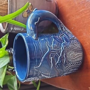 3D Marine Ocean Blue Dolphin Handle Mug